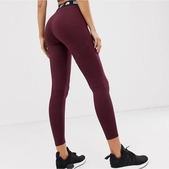 HIIT Burgundy Logo Active Leggings S - Picture 2 of 9